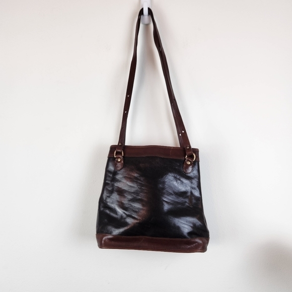 Brahmin Handbags - Brahmin Vintage Leather Shoulder Bag Brown Black With Hang Tag